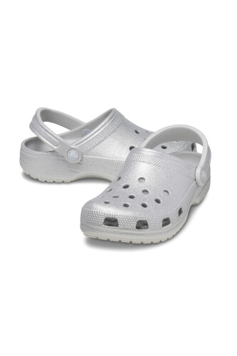 Unisex Classic Glitter Clog Terlik - Gümüş - Crocs